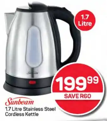 Pick n Pay Hypermarket Sunbeam Stainless Steel Cordless Kettle offer