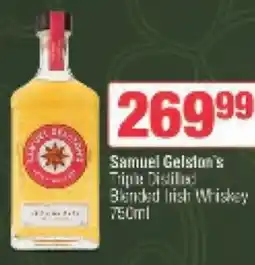 Spar Tops Samuel Gelston's Triple Distilled Blended Irish Whiskey offer