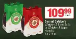 Spar Tops Samuel Gelston's Whiskey & Lime Soda or Whiskey & Apple Handies offer