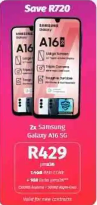 Vodacom4u Samsung Galaxy A16 5G offer