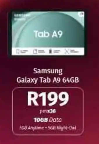 Vodacom4u Samsung Galaxy Tab A9 64GB offer