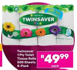 Game Twinsaver 1 Ply Toilet Tissue Rolls 500 Sheets offer