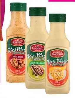 Game Crosse & Blackwell Kasi Magic Sauce Hot & Spicy, Cheese, Jalapeno & Cheese offer