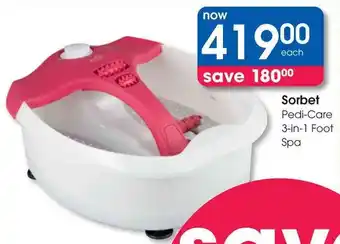 Clicks Sorbet Pedi-Care 3-in-1 Foot Spa offer