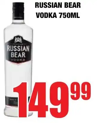 Boxer Liquors Russian bear vodka offer