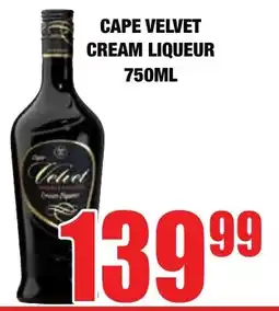 Boxer Liquors Cape velvet cream liqueur offer