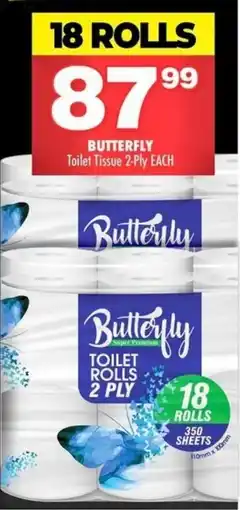 Choppies BUTTERFLY Toilet Tissue 2-Ply offer