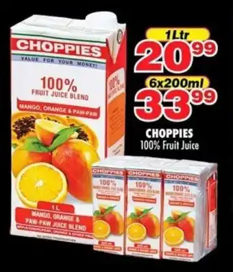 Choppies CHOPPIES 100% Fruit Juice offer