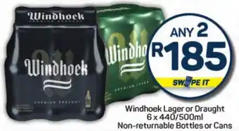 Pick n Pay Liquor Windhoek Lager or Draught Non-returnable Bottles or Cans offer