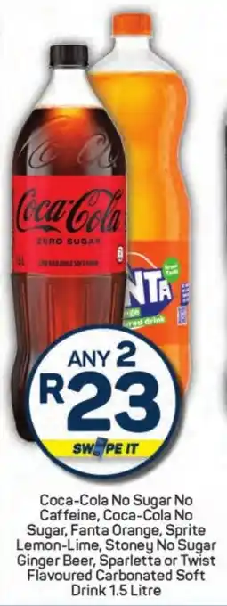 Pick n Pay Liquor Coca-Cola No Sugar No Caffeine, Fanta Orange, Sprite Lemon-Lime, Stoney Ginger Beer, Sparletta or Twist Carbonated Soft Drink offer