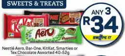 Pick n Pay Liquor Nestlé Aero, Bar-One, KitKat, Smarties or Tex Chocolate Assorted offer