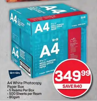 Pick n Pay Liquor Pick n Pay A4 White Photocopy Paper Box offer