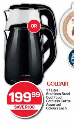 Pick n Pay Liquor GOLDAIR Stainless Steel Cool Touch Cordless Kettle Assorted Colours Each offer