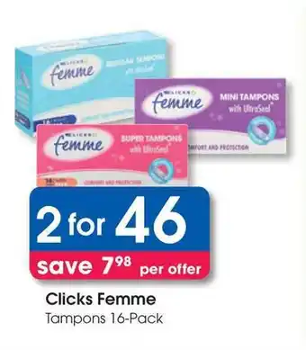 Clicks Clicks Femme Tampons offer