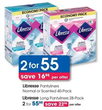 Clicks Libresse Pantyliners Normal or Scented offer