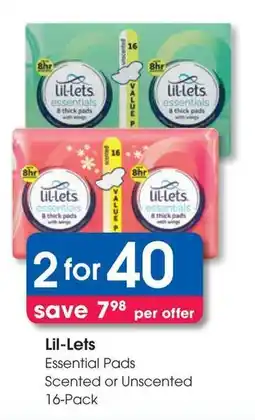 Clicks Lil-Lets Essential Pads Scented or Unscented offer