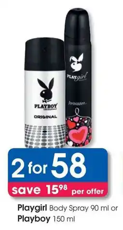 Clicks Playgirl Body Spray or Playboy offer