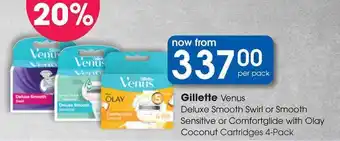 Clicks Gillette Venus Deluxe Smooth Swirl or Smooth Sensitive or Comfortglide with Olay Coconut Cartridges offer