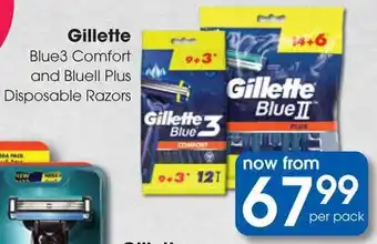 Clicks Gillette Blue3 Comfort and Bluell Plus Disposable Razors offer