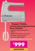 Game Russell Hobbs Cordless Rechargeable Hand Mixer RHCHM offer