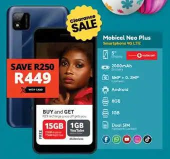 Checkers Mobicel Neo Plus Smartphone 4G LTE offer