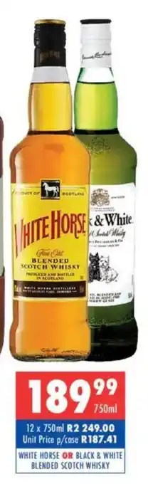 Ultra Liquors White horse or black & white blended scotch whisky offer