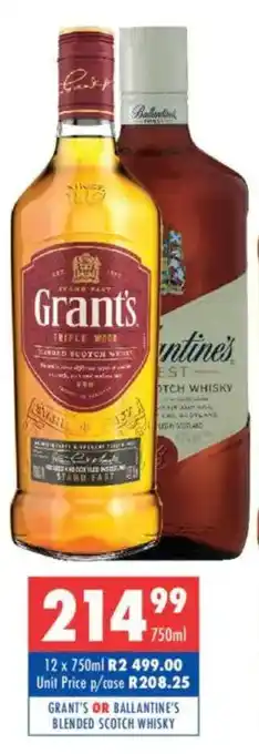 Ultra Liquors Grant's or ballantine's blended scotch whisky offer