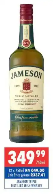 Ultra Liquors Jameson triple distilled irish whiskey offer