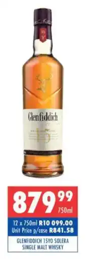 Ultra Liquors Glenfiddich 15yo solera single malt whisky offer