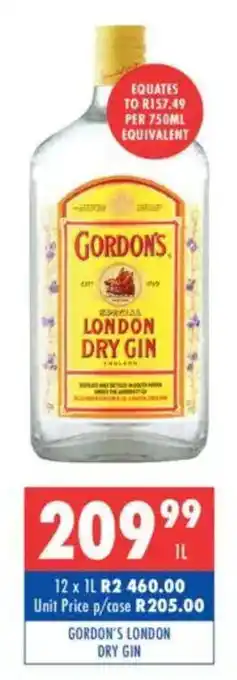 Ultra Liquors Gordon's london dry gin offer