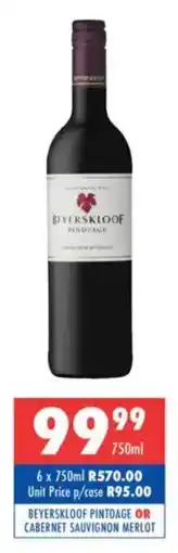 Ultra Liquors Beyerskloof pintoage or cabernet sauvignon merlot offer