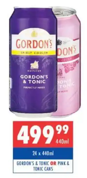 Ultra Liquors Gordon's & tonic or pink & tonic cans offer