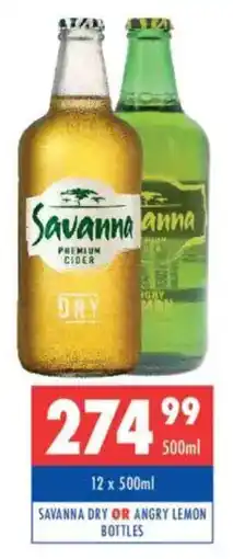 Ultra Liquors Savanna dry or angry lemon bottles offer