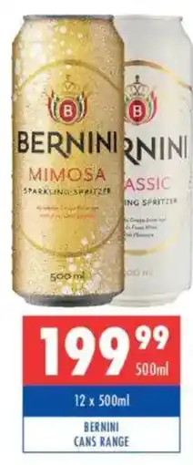 Ultra Liquors Bernini cans range offer