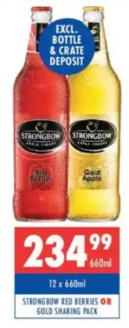 Ultra Liquors Strong bow red berries or gold sharing pack offer