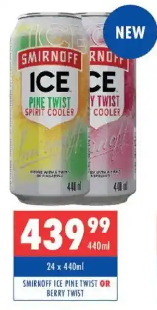 Ultra Liquors Smirnoff ice pine twist or berry twist offer