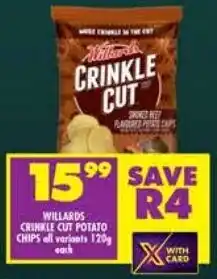 Shoprite Willards crinkle cut potato chips all variants offer