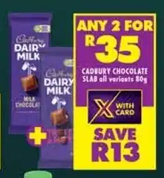 Shoprite Cadbury chocolate slab all variants offer