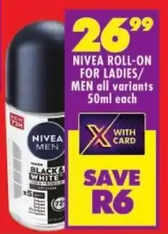 Shoprite Nivea roll-on for ladies/ men all variants offer