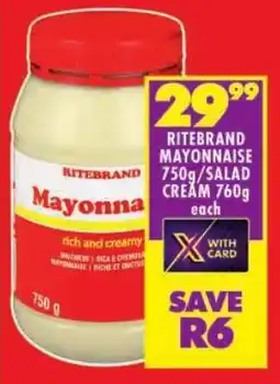 Shoprite Ritebrand mayonnaise/salad cream offer