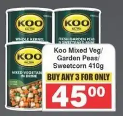 Frontline Koo Mixed Veg/ Garden Peas/ Sweetcorn offer