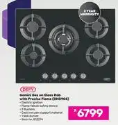 Game Defy Gemini Gas On Glass Hob With Precise Flame DHG905 offer