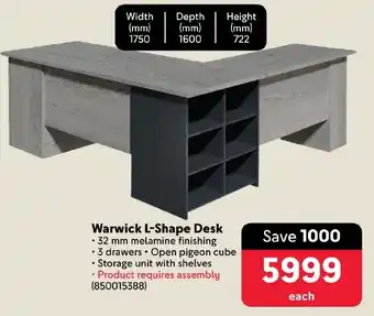 Makro Warwick L-Shape Desk offer