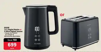 Makro EIGER Digital Kettle or 2-Slice Digital Toaster offer