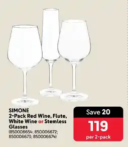 Makro SIMONE Red Wine, Flute, White Wine or Stemless Glasses offer