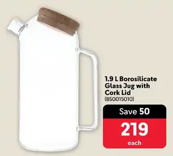 Makro Borosilicate Glass Jug with Cork Lid offer