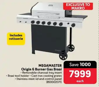 Makro MEGAMASTER Origin 6 Burner Gas Braai offer