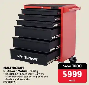 Makro MASTERCRAFT 6-Drawer Mobile Trolley offer