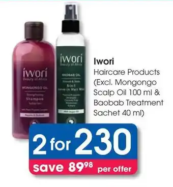 Clicks Iwori Haircare Products (Excl. Mongongo Scalp Oil & Baobab Treatment Sachet) offer