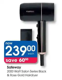 Clicks Safeway 2000 Watt Salon Series Black & Rose Gold Hairdryer offer